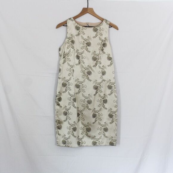 Maggy London Sleeveless Embroidered Floral Dress Ivory 10 - Picture 1 of 7